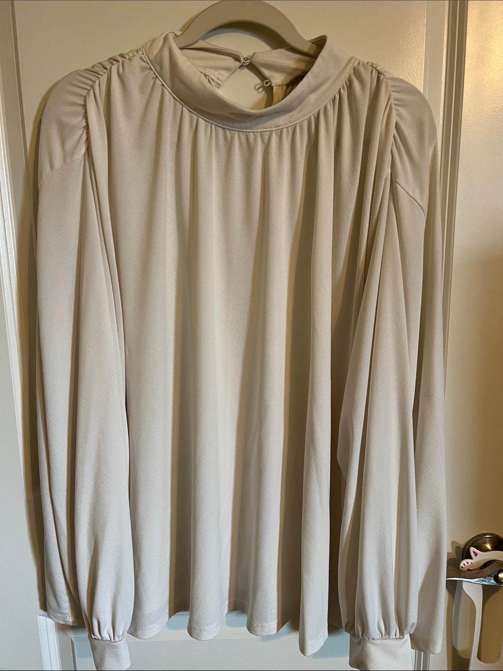H&M Cream High-Neck Long Sleeve Blouse